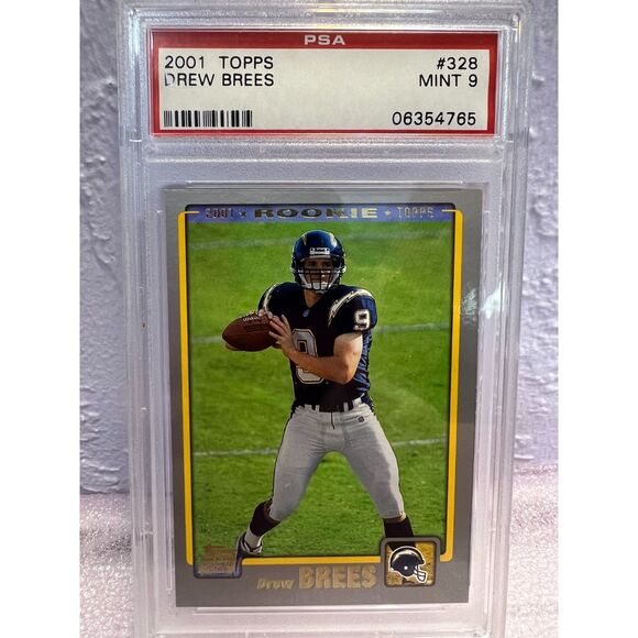 Vintage 2001 Topps Drew Brees RC #328 PSA Mint 9 - Picture 1 of 5
